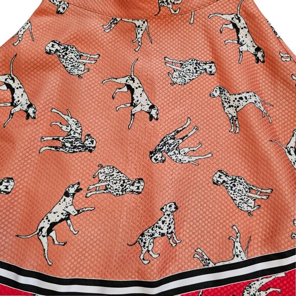 Hutch Anthropologie A-Line Red Pink Dalmatian Skirt Sz 0 - Picture 2 of 7